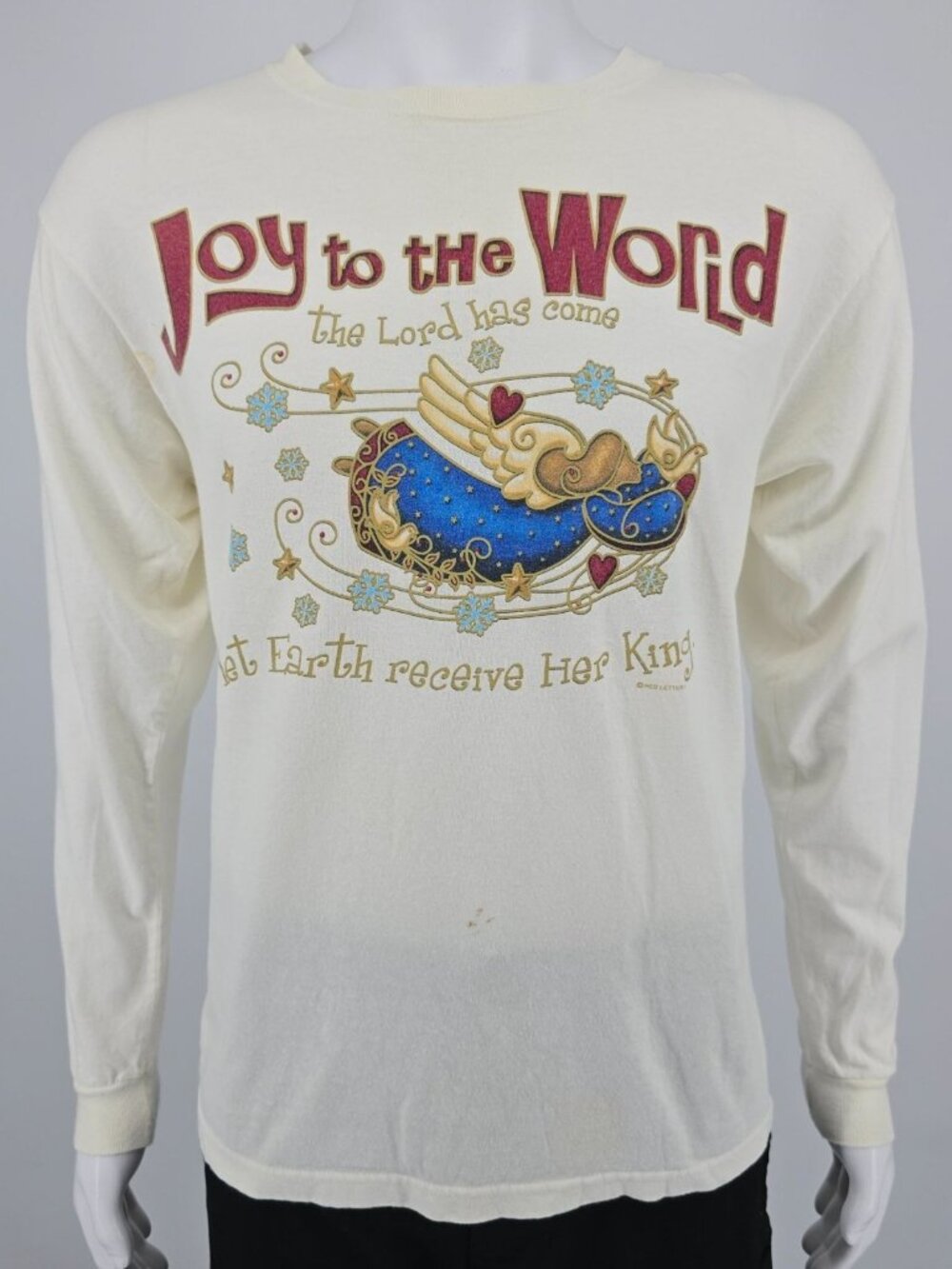 2000s Delta Magnum Weight "Joy to the World" Long Sleeve Christmas T-Shirt (M)